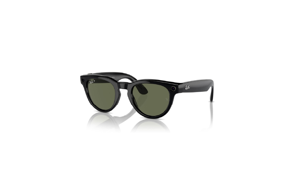 Meta Ray-Ban Headliner (Std) Smart Glasses - Shiny Black/Polarish G15 Green
